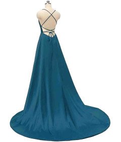 Elegancka Suknia Balowa Satynowa Wieczorowa Ślubna dla Druhny Turkusowa M