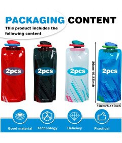 Zestaw 8 Sztuk Składana Butelka Na Wodę 700 ml Elastyczny Bidon Turystyczny