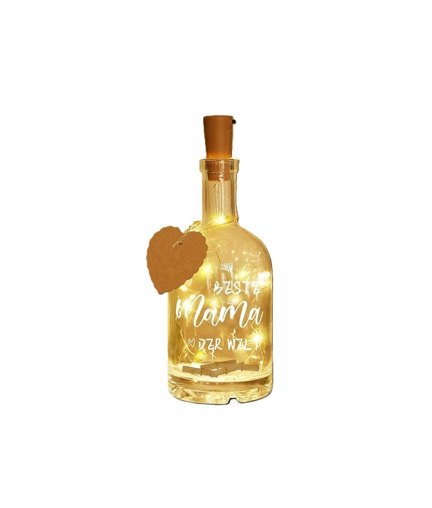 Dekoracyjna Butelka z Lampkami Led Prezent Dla Mamy Świecąca Ozdoba