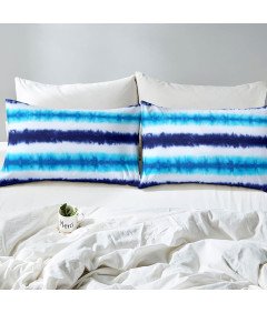 Pościel Tie Dye Boho Prześcieradło Z Gumką z Mikrofibry Niebieska 190x90 cm