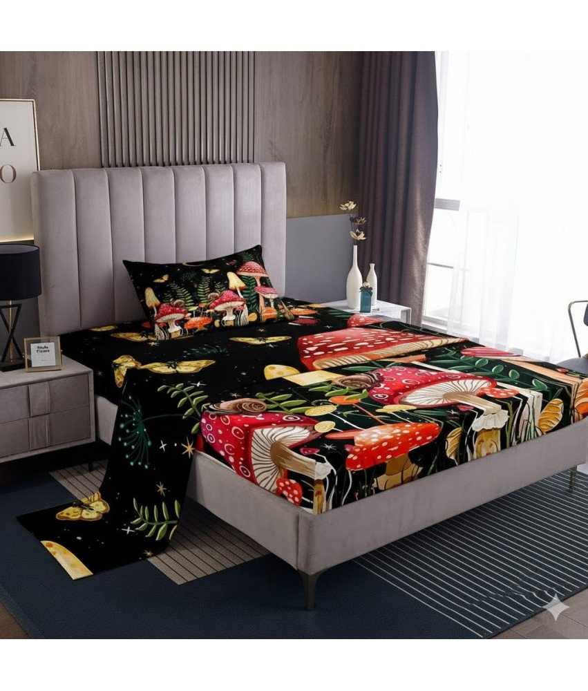 Pościel Grzyby Dla Dzieci Mikrofibra Komplet Prześcieradło Zestaw 3 Części