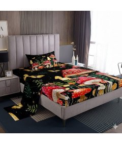 Pościel Grzyby Dla Dzieci Mikrofibra Komplet Prześcieradło Zestaw 3 Części