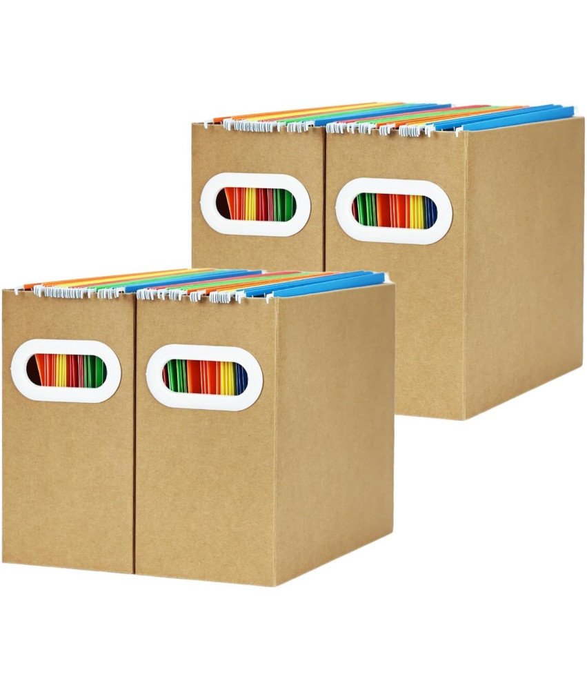 Organizer na Dokumenty A4 Pudełko Zestaw 4 Sztuki Składane Brązowe