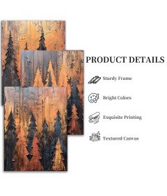 Obraz Zestaw 3 Sztuki 40x58 cm Dekoracja Salonu Abstrakcyjny Złoty Las