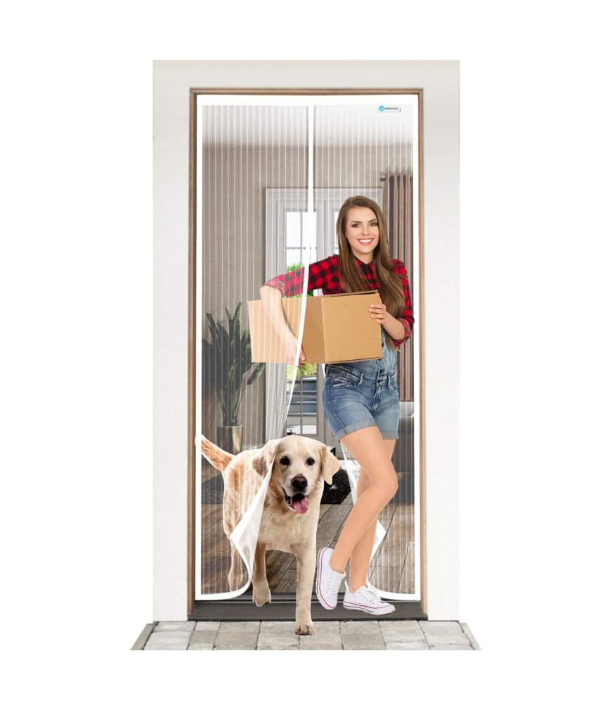 Moskitiera Magnetyczna na Drzwi Tarasowe Balkonowe Siatka Biała 120x230 cm