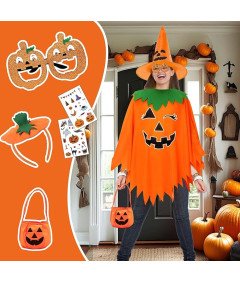 Kobiecy Kostium Dyni na Halloween Strój Akcesoria Peleryna Opaska Torba