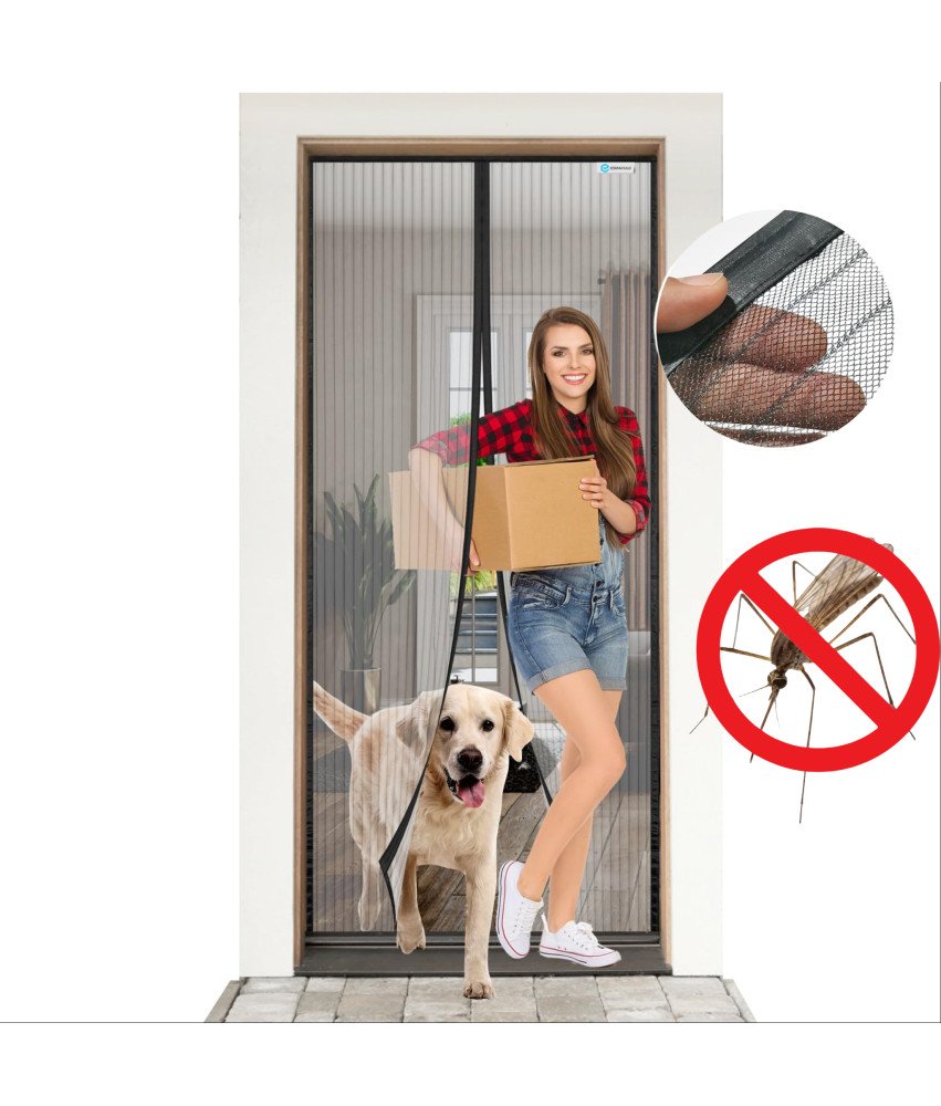 Moskitiera Magnetyczna na Drzwi Balkonowe 85x220 cm Siatka Premium Czarna