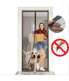 Moskitiera Magnetyczna na Drzwi Balkonowe 80x200 cm Siatka Premium Czarna