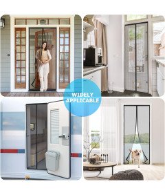 Moskitiera Magnetyczna na Drzwi Balkonowe 80x200 cm Siatka Premium Czarna