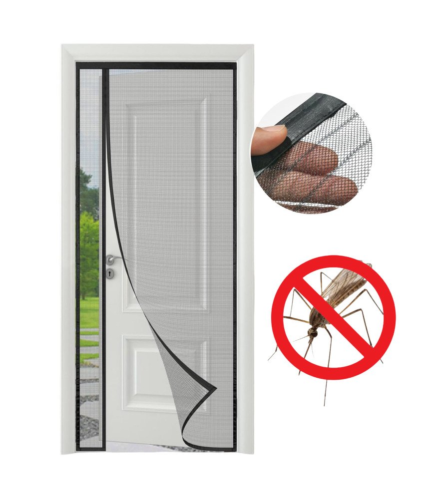 Moskitiera Magnetyczna na Drzwi Balkonowe 80x200 cm Siatka Premium Czarna