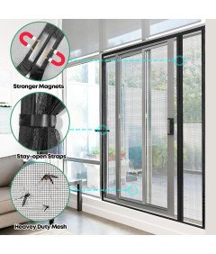 Moskitiera Magnetyczna na Drzwi Balkonowe 80x200 cm Siatka Premium Czarna