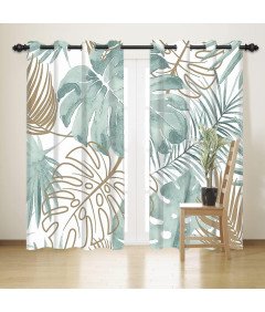 Zasłony Zaciemniające do Salonu Tropikalne Palmy Białe 2 szt 140 x 245 cm