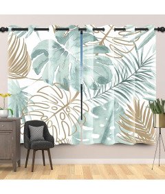 Zasłony Zaciemniające do Salonu Tropikalne Palmy Białe 2 szt 140 x 245 cm