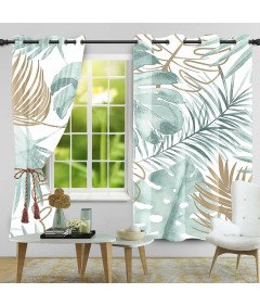 Zasłony Zaciemniające do Salonu Tropikalne Palmy Białe 2 szt 140 x 245 cm