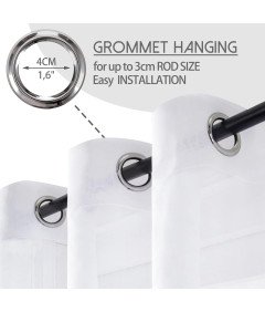 Zasłona Przezroczysta Woalowa na Przelotkach 245x300 cm Sztuczny Len Biała