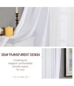 Zasłona Przezroczysta Woalowa na Przelotkach 245x300 cm Sztuczny Len Biała