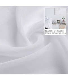 Zasłona Przezroczysta Woalowa na Przelotkach 245x300 cm Sztuczny Len Biała