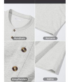 KEFITEVD Koszulka Męska Henley Bawełniana Polo Bez Kołnierzyka Biała L