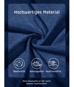 KEFITEVD Koszulka Męska Henley Bawełniana Polo Bez Kołnierza Niebieska 3XL