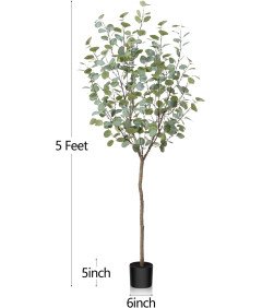 Sztuczne Drzewo Eukaliptusowe 150 cm Sztuczna Roślina Dekoracyjna z Donicą