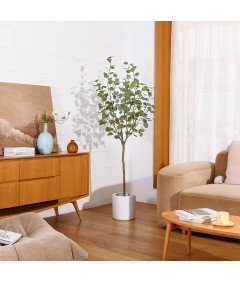 Sztuczne Drzewo Eukaliptusowe 150 cm Sztuczna Roślina Dekoracyjna z Donicą