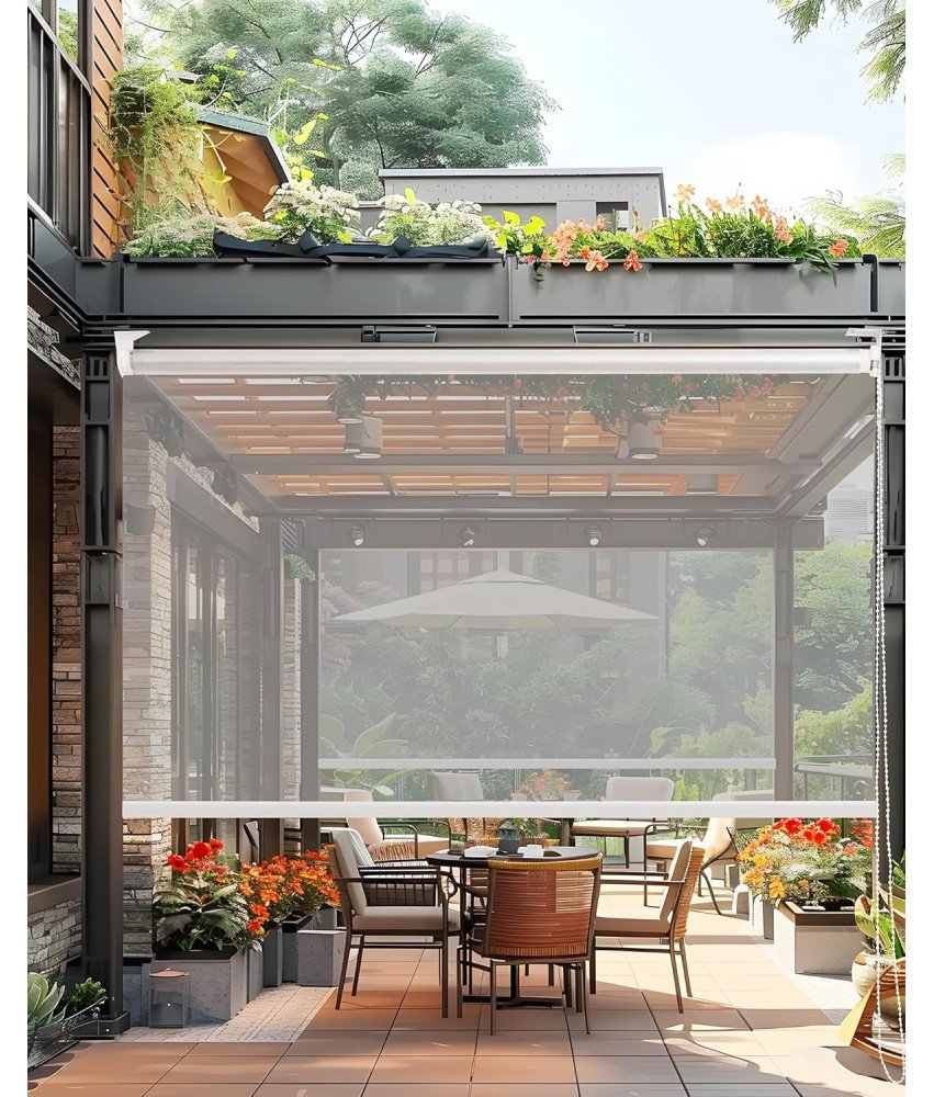 Przezroczysta Roleta Szeroka na Taras Balkon 80x120 cm Wodoodporna Biała