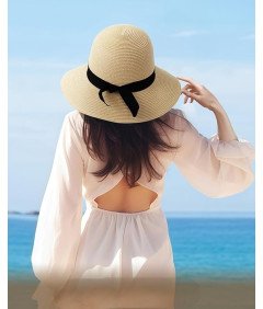 Zylioo Kapelusz Słomkowy Letni Plażowy Przeciwsłoneczny z Dużym Rondem 57cm