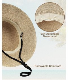 Zylioo Kapelusz Słomkowy Letni Plażowy Przeciwsłoneczny z Dużym Rondem 57cm