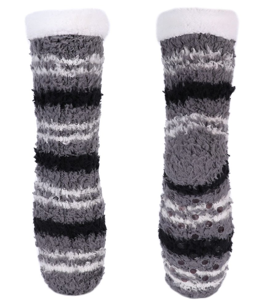 Damskie Skarpetki Ciepłe na Zimę Antypoślizgowe Skarpety Szare Uniwersalne