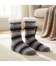 Damskie Skarpetki Ciepłe na Zimę Antypoślizgowe Skarpety Szare Uniwersalne