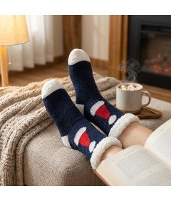 Damskie Skarpetki Ciepłe na Zimę Antypoślizgowe Skarpety Czarne Uniwersalne