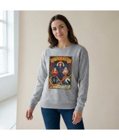 Ykomow Bluza Damska Bez Kaptura Vintage Wzór Wiedźmy Sanderson Szara XL