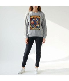 Ykomow Bluza Damska Bez Kaptura Vintage Wzór Wiedźmy Sanderson Szara XL