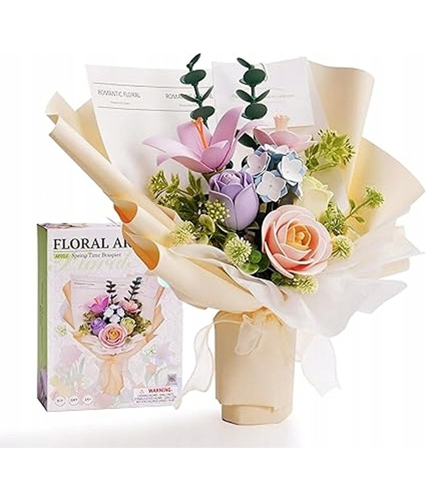 Sztuczne Kwiaty Bukiet Kwiatów Klocki Puzzle 3D na Walentynki Dzień Kobiet