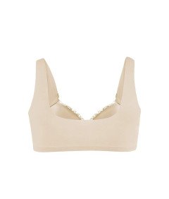 Koronkowy Biustonosz Push-Up Plus Size Przednie Zapięcie Beżowy XXL