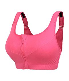 Sportowy Treningowy Biustonosz Top Plus Size Zapięcie na Zamek Różowy 4XL