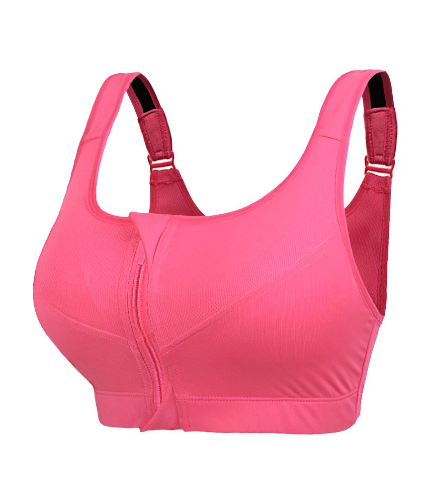 Sportowy Treningowy Biustonosz Top Plus Size Zapięcie na Zamek Różowy 4XL