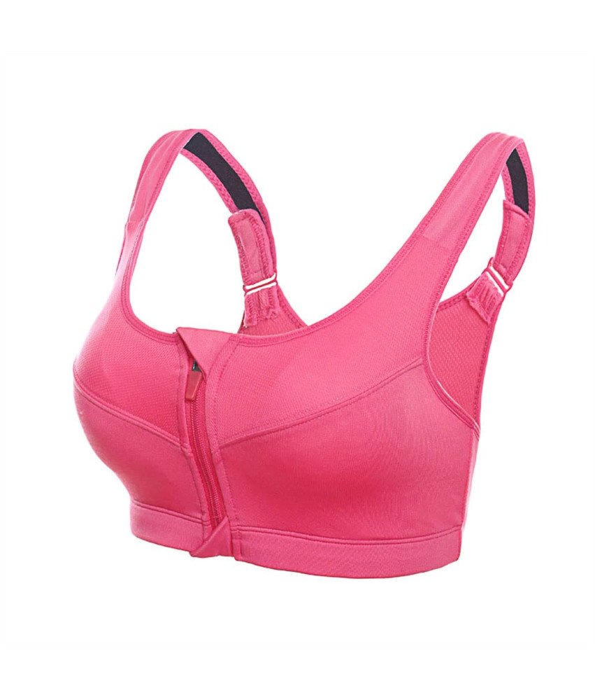 Sportowy Treningowy Biustonosz Top Plus Size Zapięcie na Zamek Różowy XL