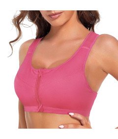 Sportowy Treningowy Biustonosz Top Plus Size Zapięcie na Zamek Różowy 4XL