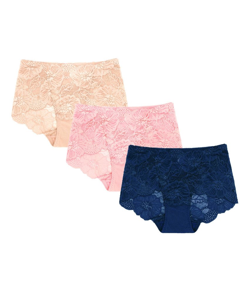 Majtki Koronkowe Seksowne Przezroczyste Zestaw 3 Sztuki Średni Stan L