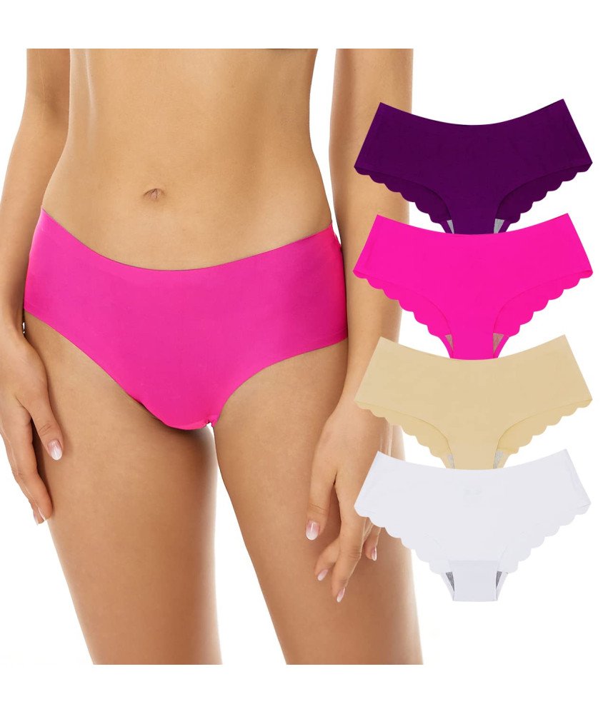 Majtki Damskie z Niskim Stanem Wycięciem Niewidoczne Zestaw 4 Sztuki L