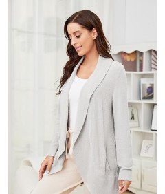 Ženski Dolg Kardigan Sivi XL Tapata Udoben Topel Bombažen