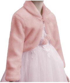 Bolerko Dziecięce Sztuczne Futro Kurtka Dla Dziewczynek 9-12 Lat Różowe