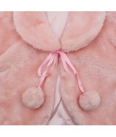 Bolerko Dziecięce Sztuczne Futro Kurtka Dla Dziewczynek 9-12 Lat Różowe