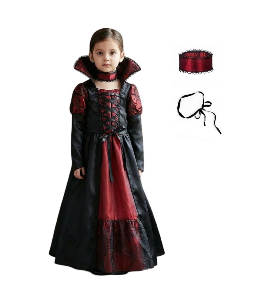 Kostium Strój Wampira Wampirzyca Przebranie Halloween Karnawał 130/140 cm