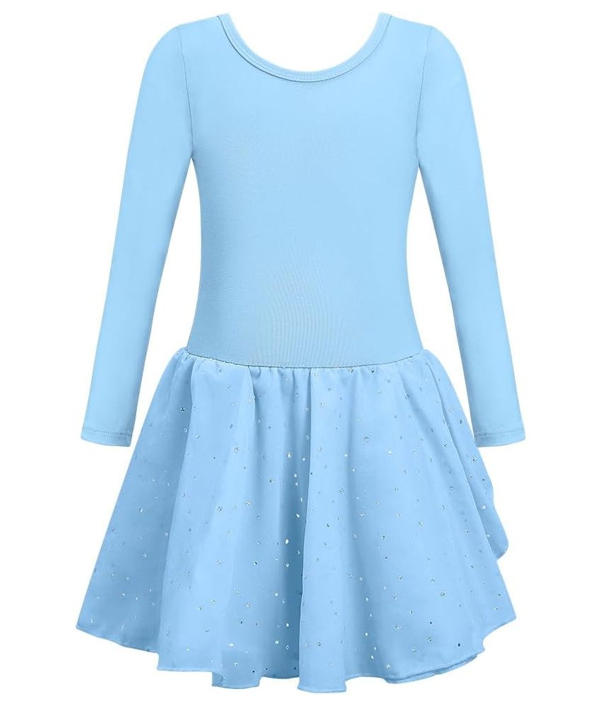 Body Baletowe ze Spódnicą Tutu Strój Baletnicy Długi Rękaw Niebieskie 120cm