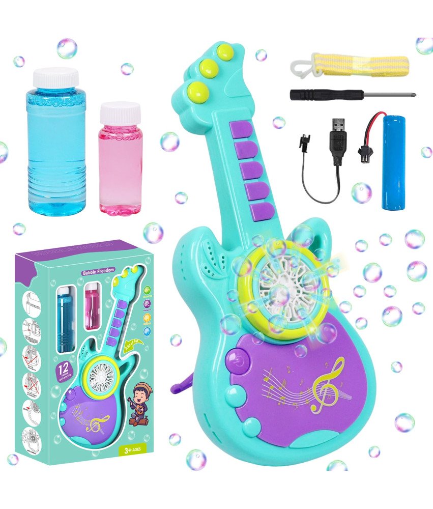 Maszyna do Baniek Mydlanych Gitara Automat Muzyka Oświetlenie Led + Płyn
