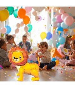 Gigantyczny Balon Foliowy 3D Lew Stojąca Zabawka Zoo Dekoracja Safari 54 cm