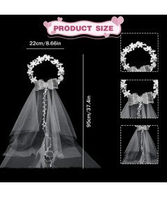 Wianek komunijny z welonem ozdoba do włosów białe kwiaty perełki 22 cm