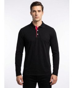 Elegancka Koszulka Polo z Długim Rękawem Pako Jeans Czarna Rozmiar S